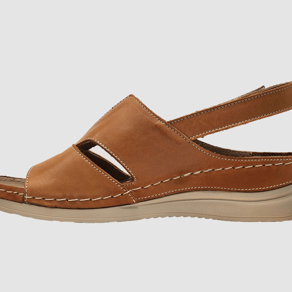 Women's Eos Leather Sandals - Orange - Euro Shoe House
