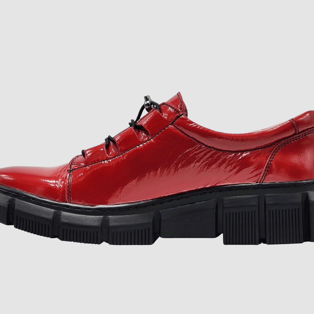 Women's Eris Leather Sneaker - Red - Euro Shoe House