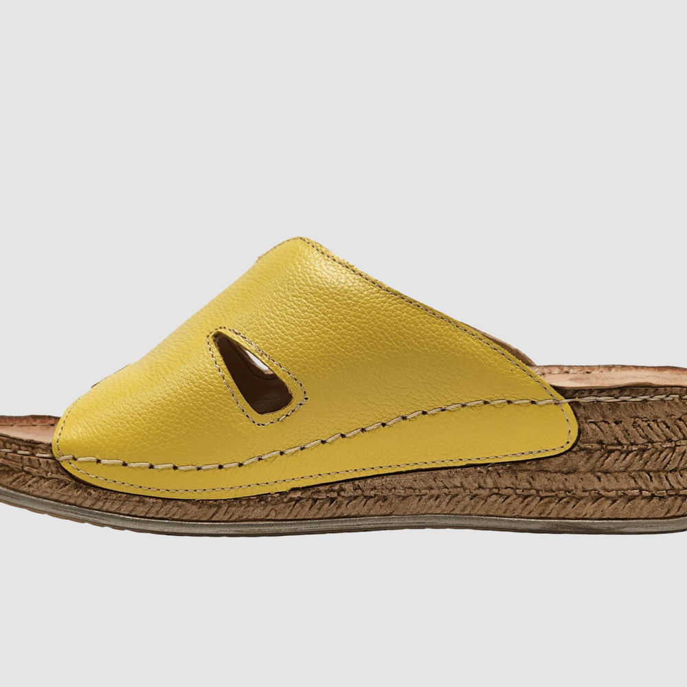 Women's Floria Leather Sandal - Yellow - Euro Shoe House