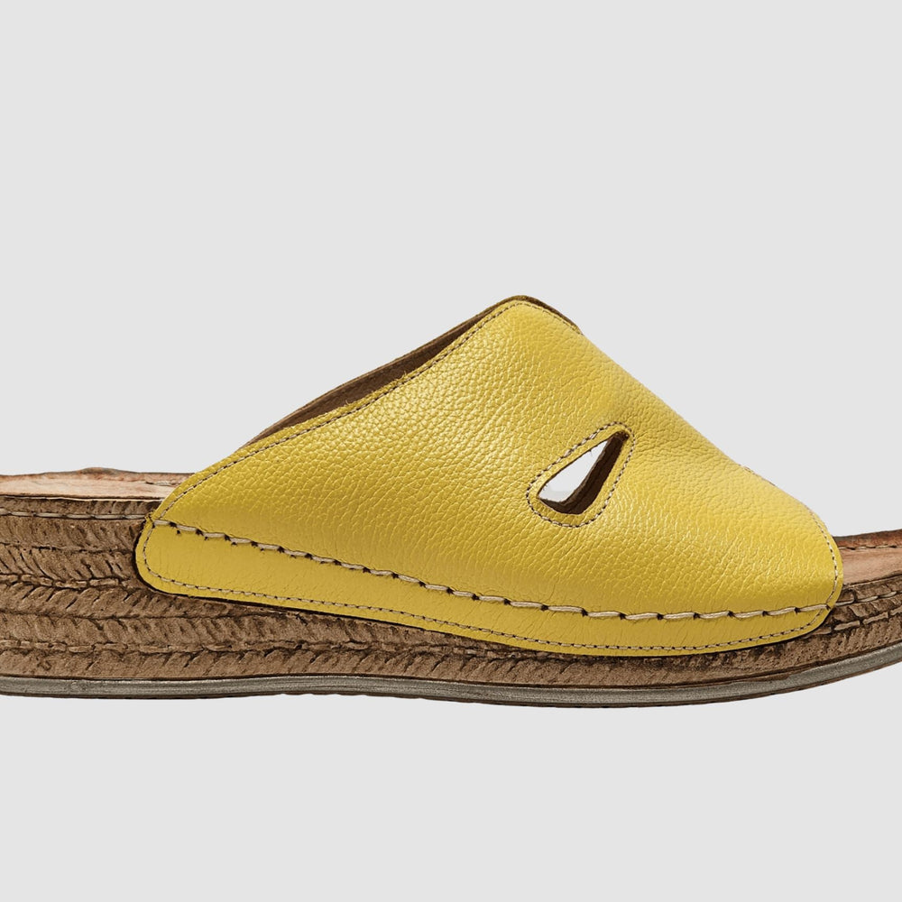 Women's Floria Leather Sandal - Yellow - Euro Shoe House