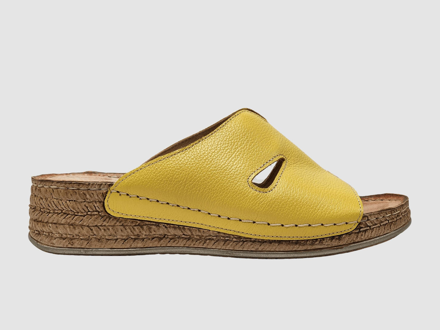 Women's Floria Leather Sandal - Yellow - Euro Shoe House