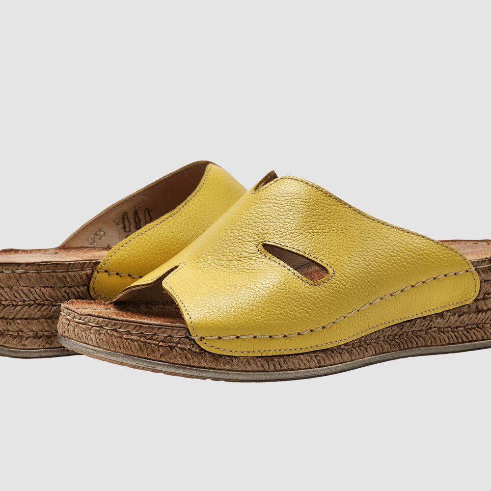 
                  
                    Women's Floria Leather Sandal - Yellow - Euro Shoe House
                  
                