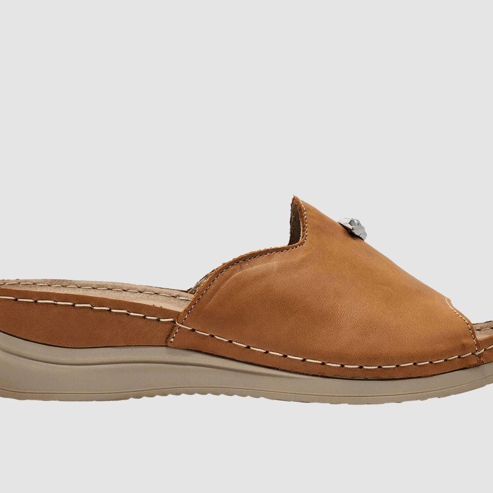 Women's Hera Leather Sandal - Orange - Euro Shoe House