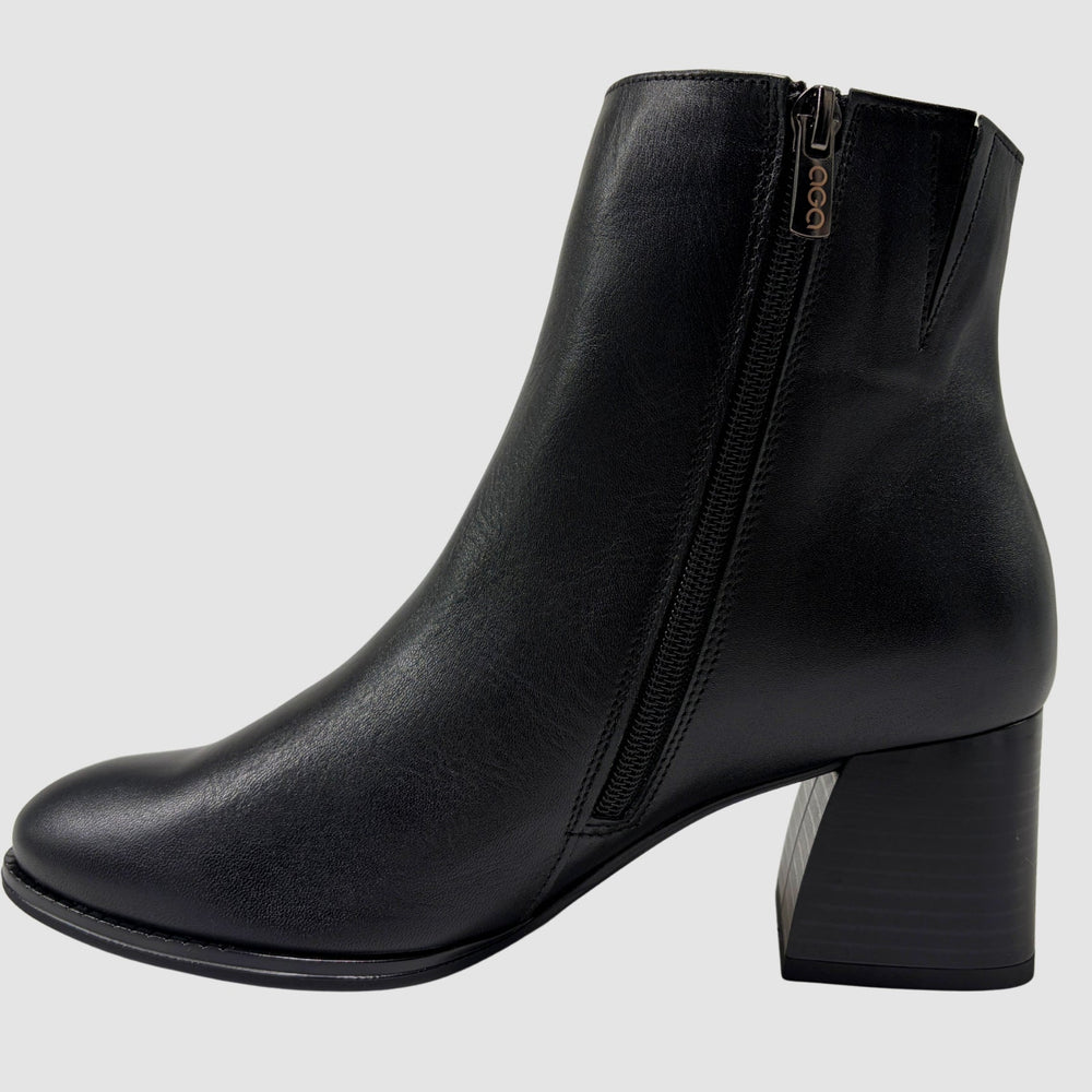 Women's Iwona Leather Booties - Black - Euro Shoe House