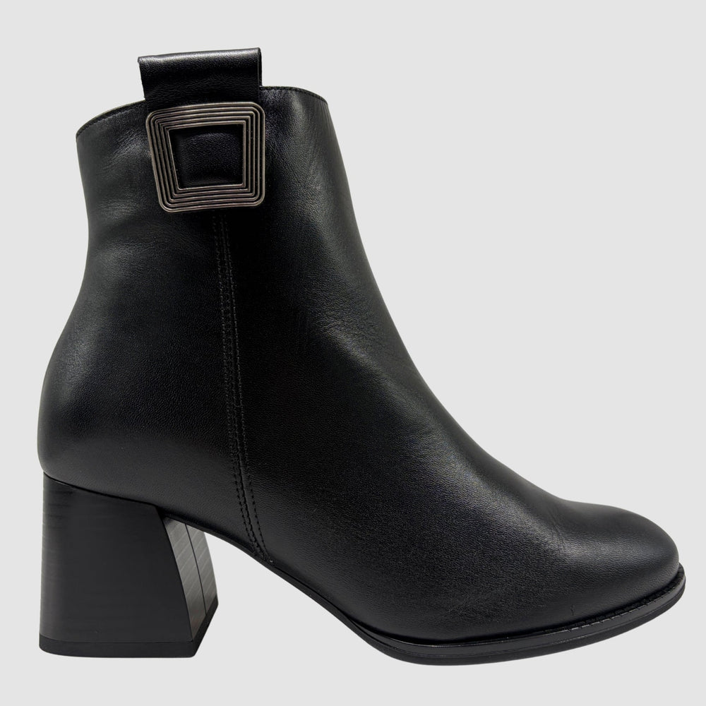 Women's Iwona Leather Booties - Black - Euro Shoe House
