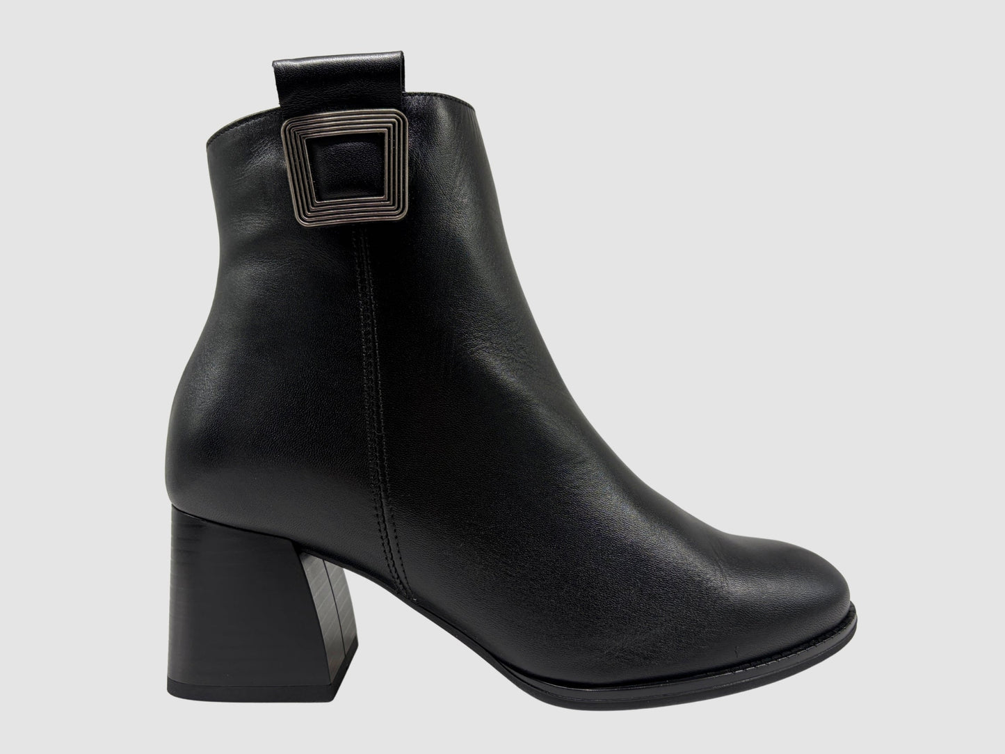 Women's Iwona Leather Booties - Black - Euro Shoe House