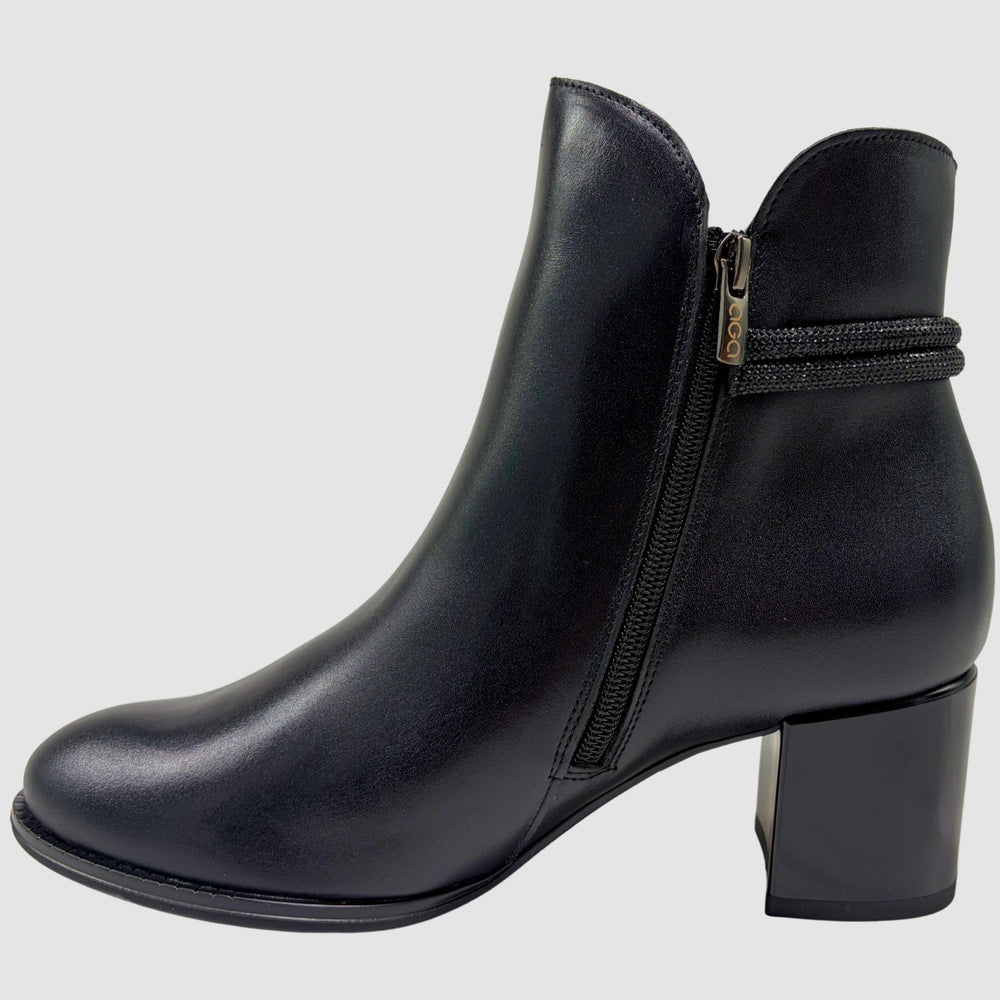 Women's Laura Leather Booties - Black - Euro Shoe House