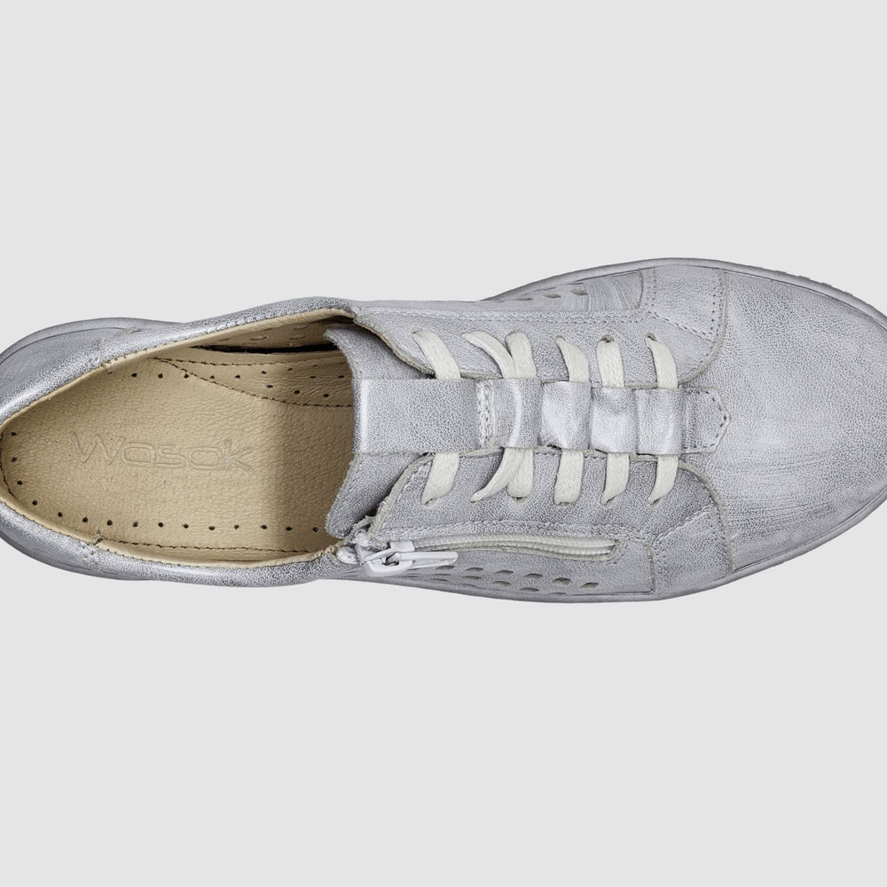 
                  
                    Women's Luna Leather Sneaker - Silver - Euro Shoe House
                  
                