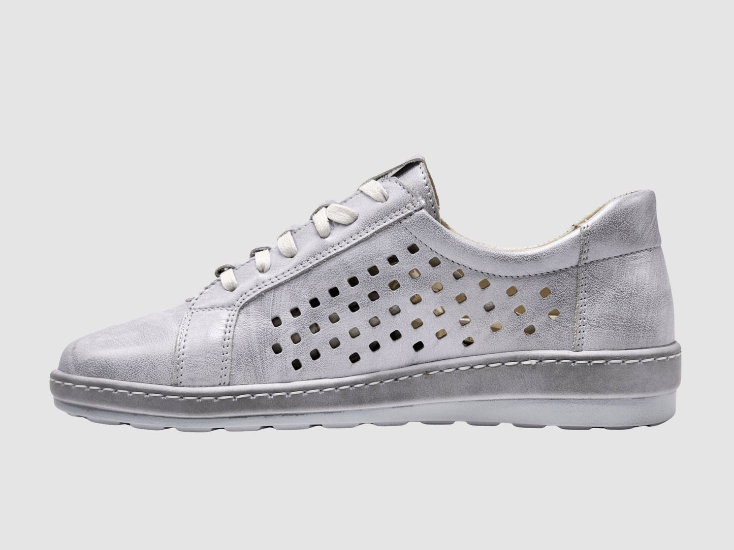 Women's Luna Leather Sneaker - Silver - Euro Shoe House