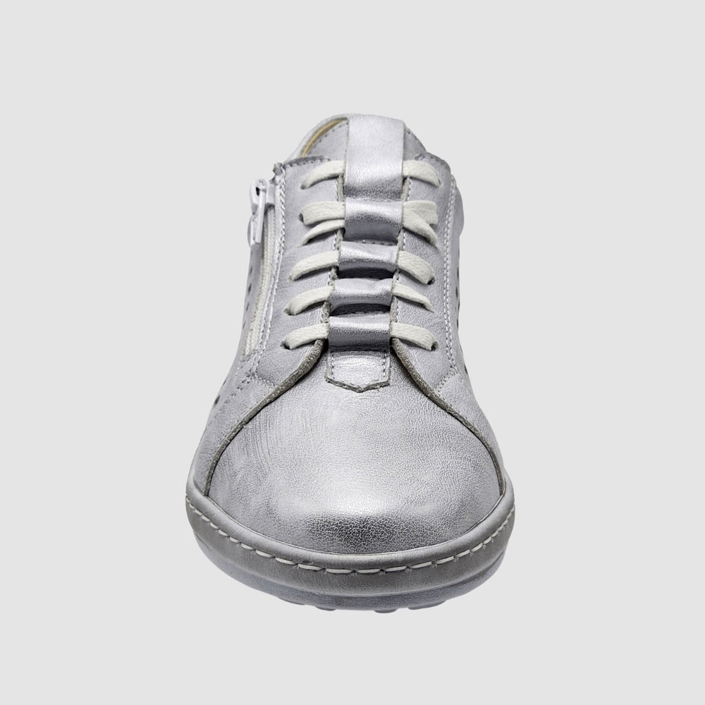 
                  
                    Women's Luna Leather Sneaker - Silver - Euro Shoe House
                  
                