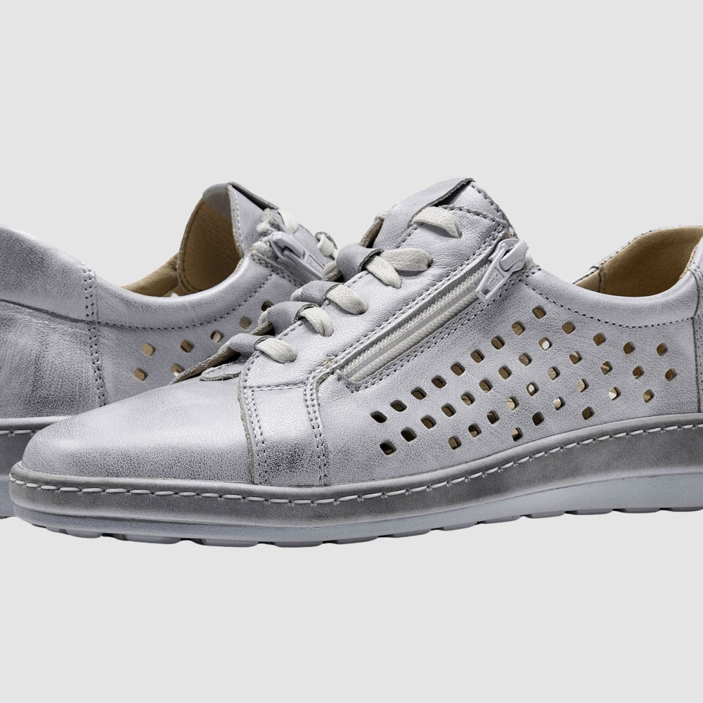 
                  
                    Women's Luna Leather Sneaker - Silver - Euro Shoe House
                  
                