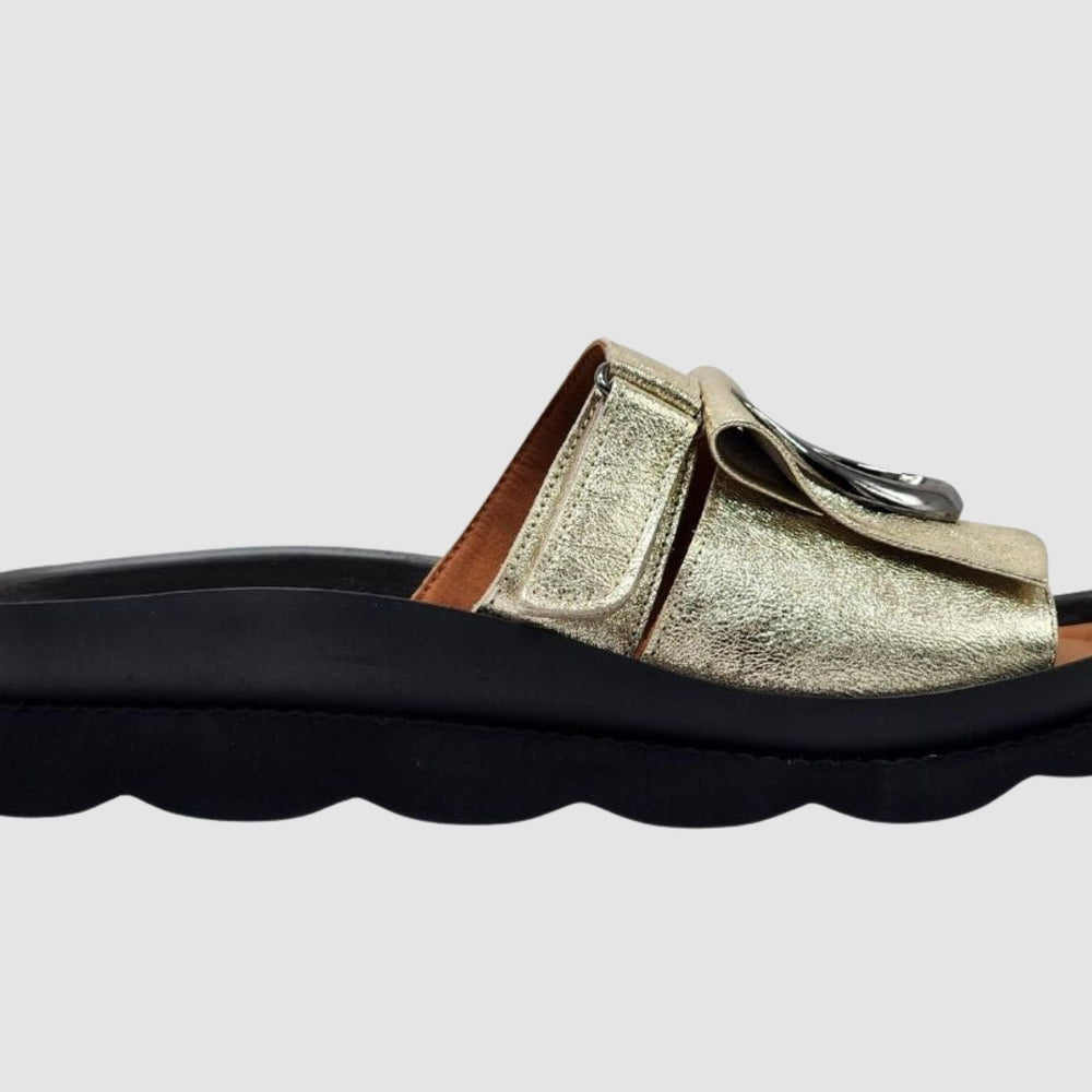 Women's Marigold Leather Sandals - Gold - Euro Shoe House