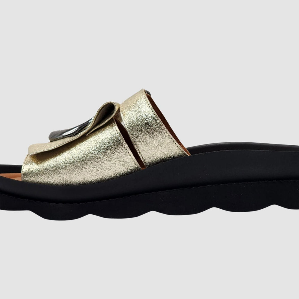 Women's Marigold Leather Sandals - Gold - Euro Shoe House