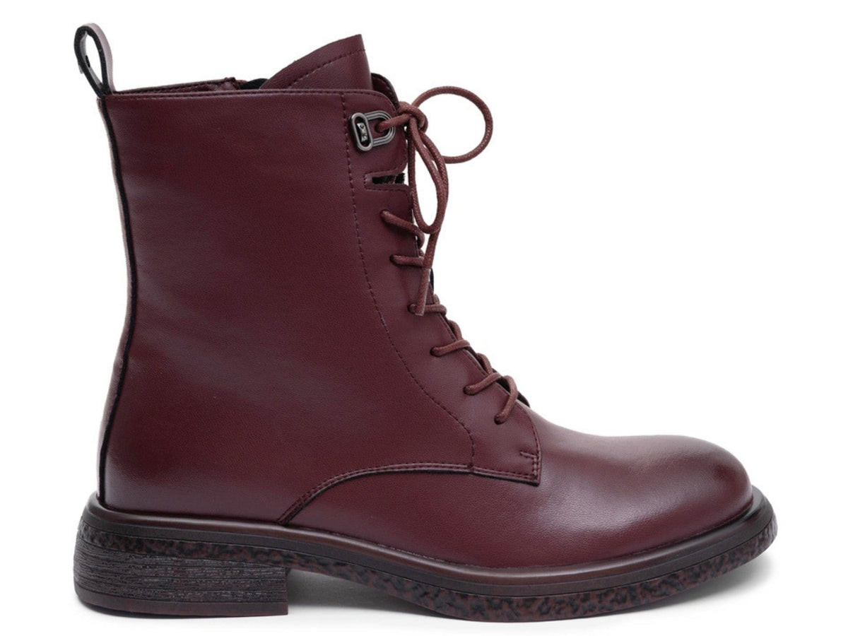 Women's Marina Leather Boots - Burgundy - Euro Shoe House