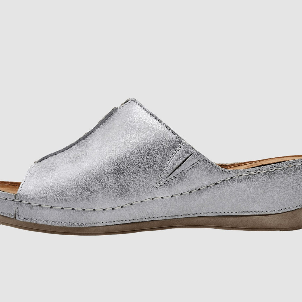 Women's Marra Leather Sandal - Silver - Euro Shoe House