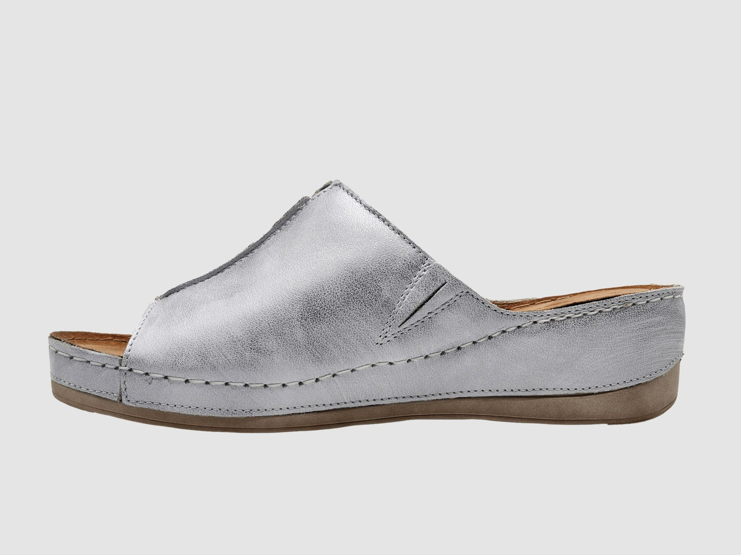 Women's Marra Leather Sandal - Silver - Euro Shoe House