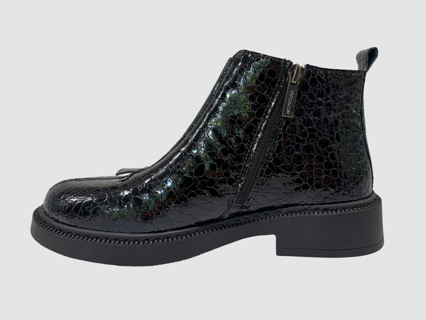 Women's Noir Leather Boots - Crocodile/Black - Euro Shoe House