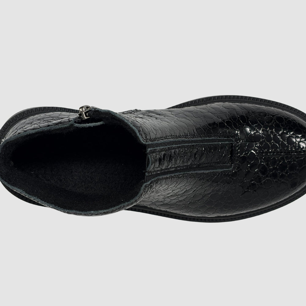 
                  
                    Women's Noir Leather Boots - Crocodile/Black - Euro Shoe House
                  
                