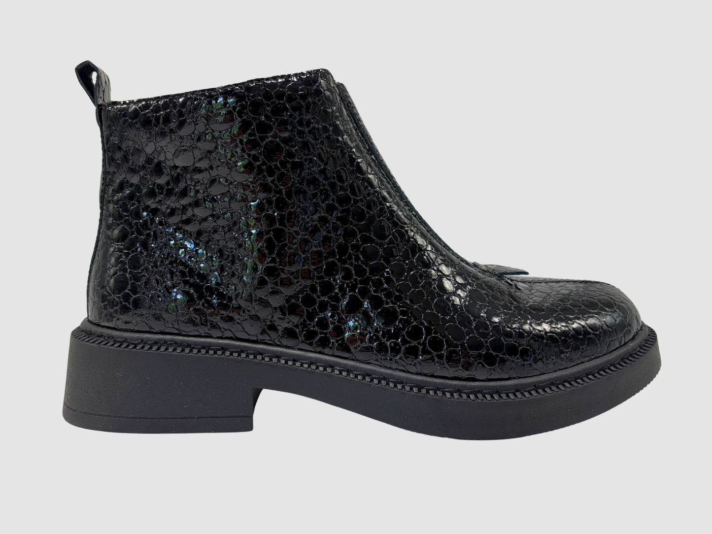 Women's Noir Leather Boots - Crocodile/Black - Euro Shoe House