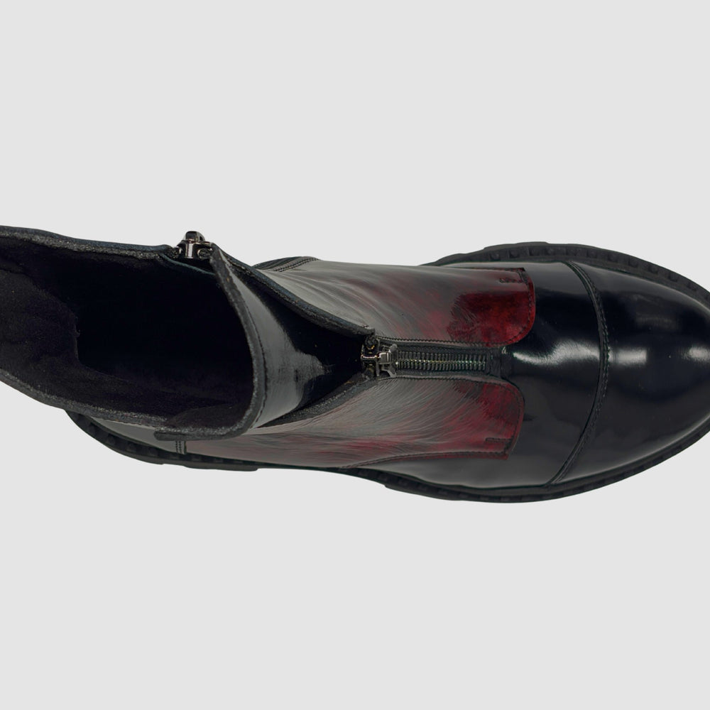 
                  
                    Women's Oksana Leather Boots - Black/Red - Euro Shoe House
                  
                