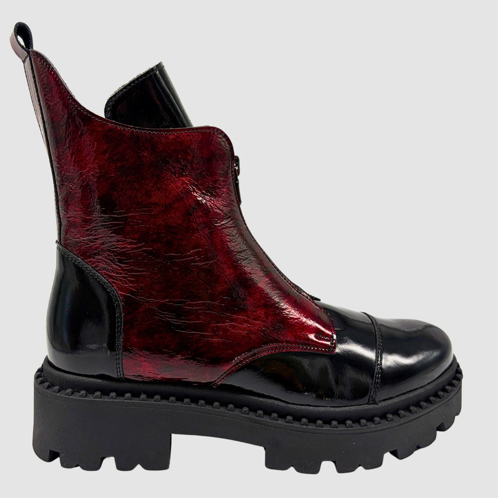 Women's Oksana Leather Boots - Black/Red - Euro Shoe House