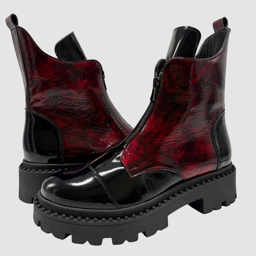 
                  
                    Women's Oksana Leather Boots - Black/Red - Euro Shoe House
                  
                