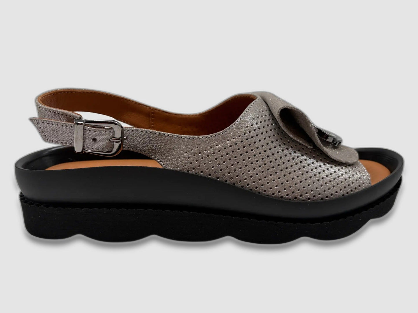 Women's Orchid Leather Sandals - Silver - Euro Shoe House