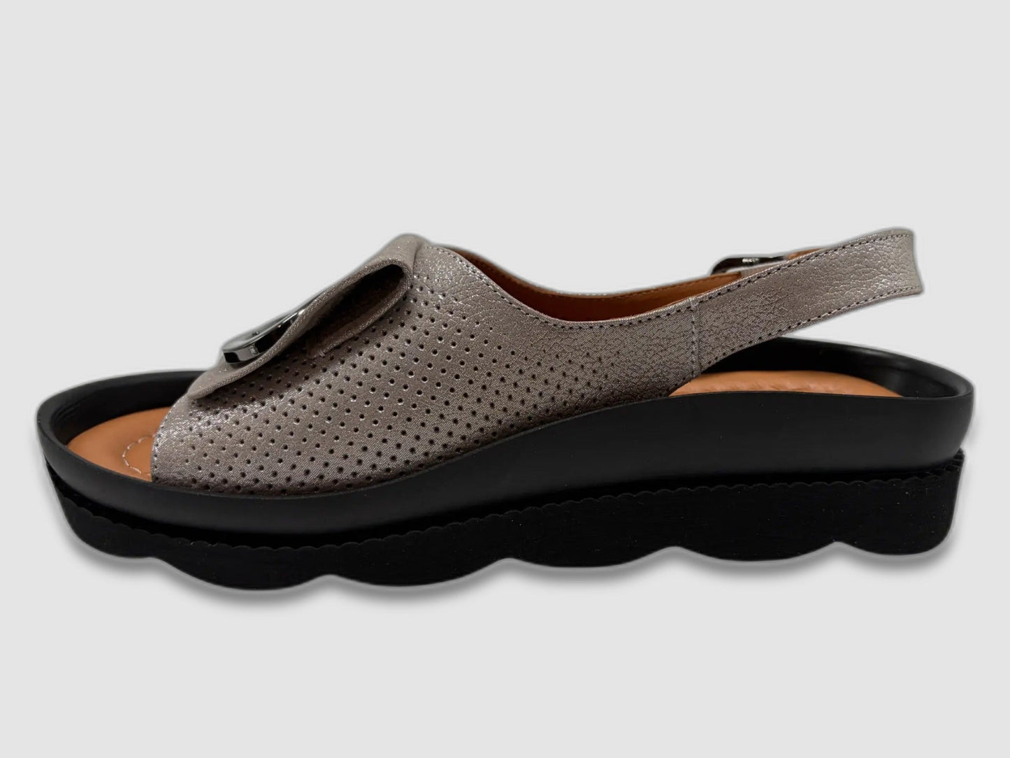 Women's Orchid Leather Sandals - Silver - Euro Shoe House