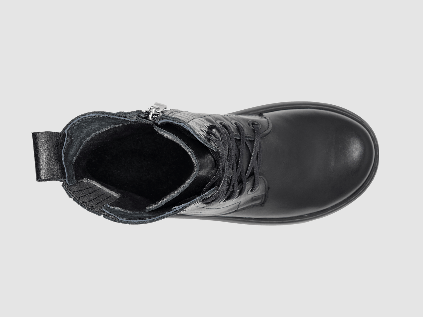 Women's Retro Wool-Lined Zip-Up Leather Boots - Black Euro Shoe House Women's Retro Wool-Lined Zip-Up Leather Boots - Black Euro Shoe House
