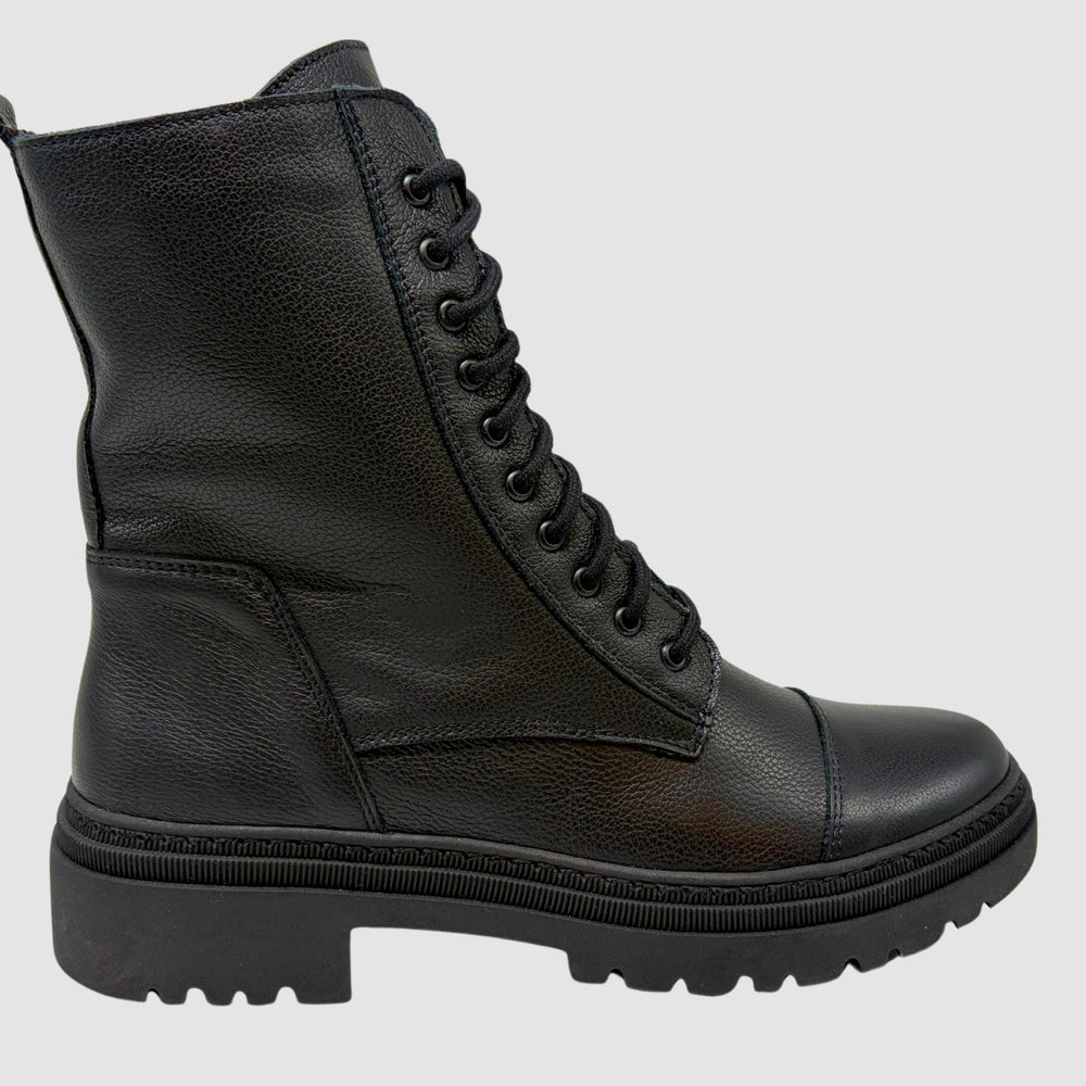 Women's Rhea Leather Boots - Black - Euro Shoe House