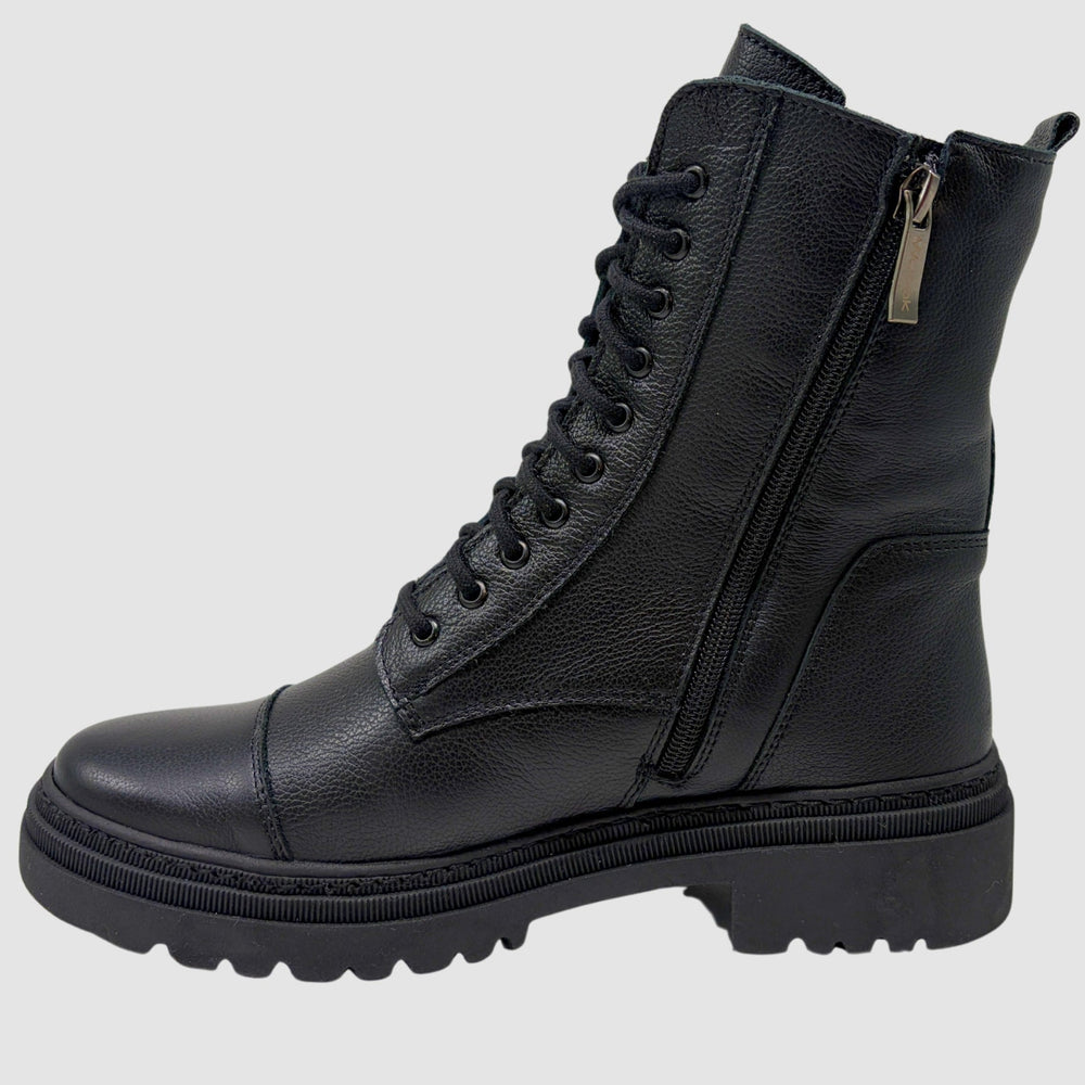 Women's Rhea Leather Boots - Black - Euro Shoe House
