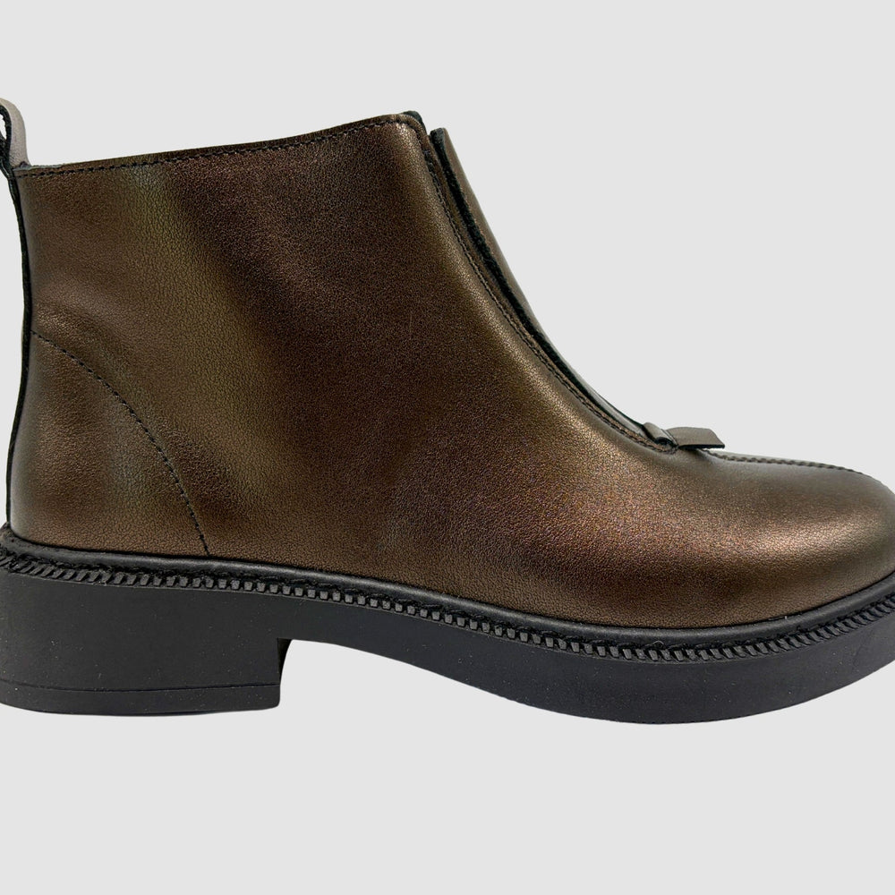 Women's Siena Leather Boots - Metallic Bronze - Euro Shoe House