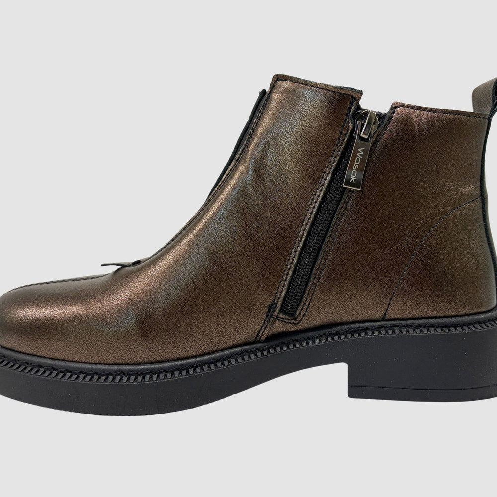 Women's Siena Leather Boots - Metallic Bronze - Euro Shoe House