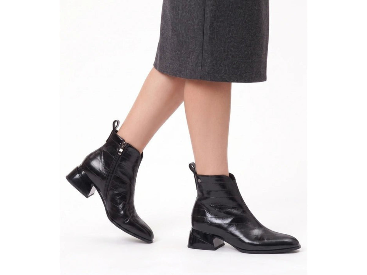 Women's Sofia Leather Booties - Black - Euro Shoe House