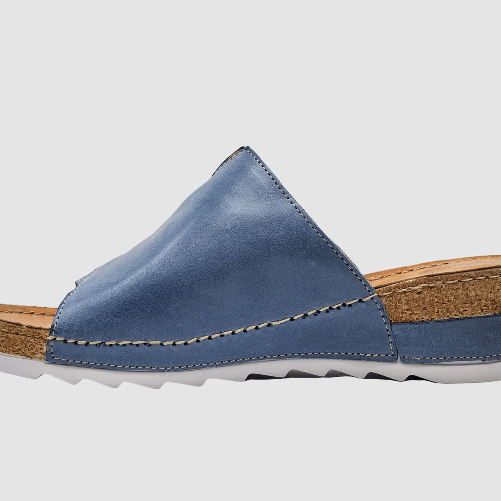 Women's Solea Leather Sandals - Blue - Euro Shoe House