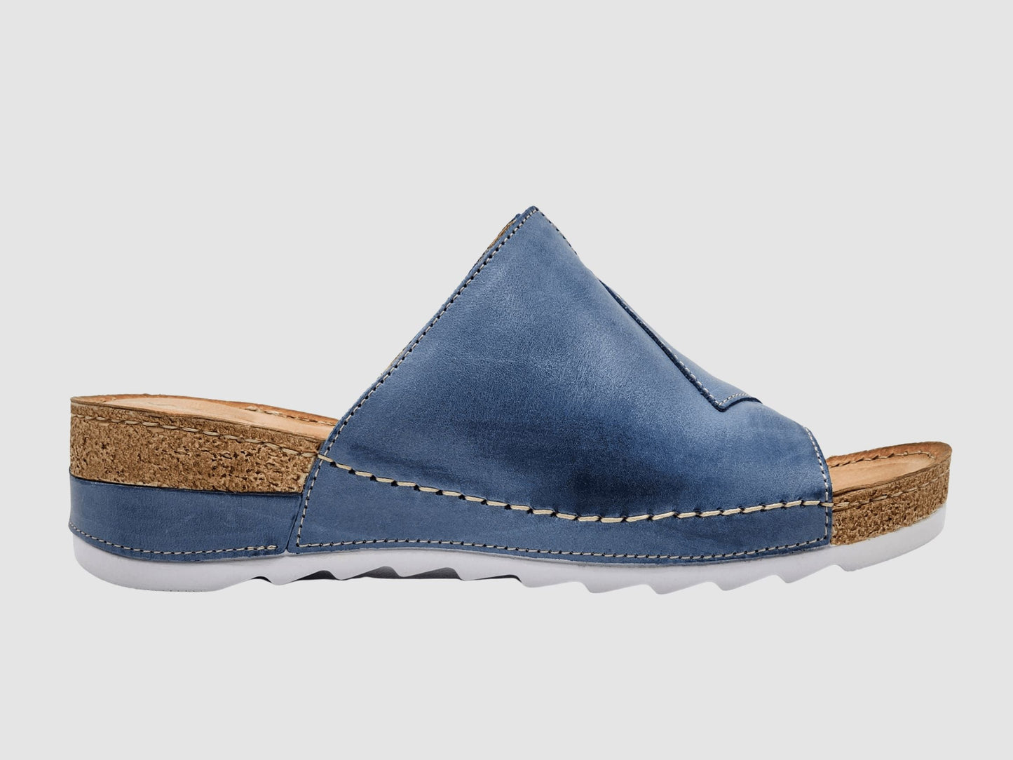 Women's Solea Leather Sandals - Blue - Euro Shoe House