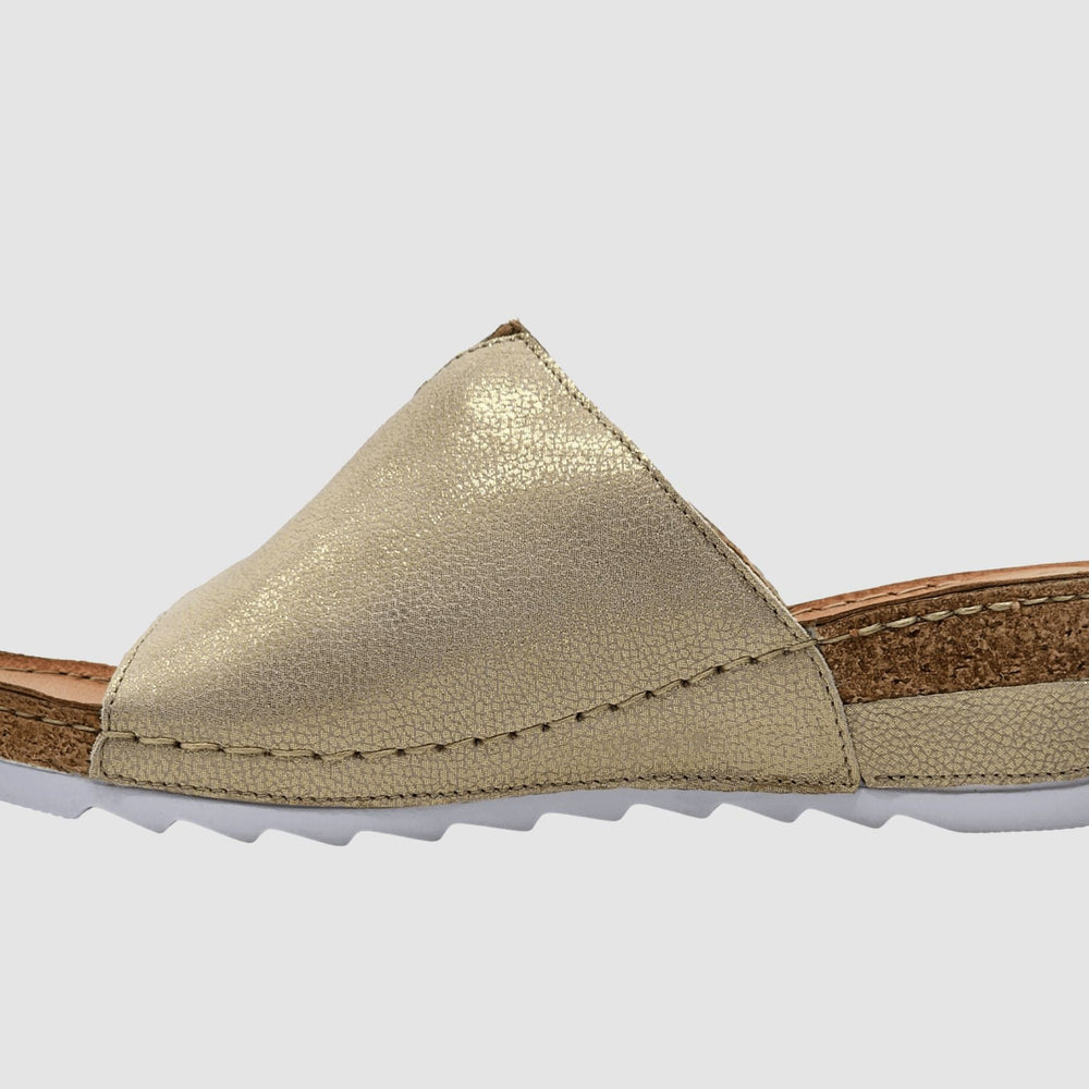Women's Solea Leather Sandals - Gold - Euro Shoe House