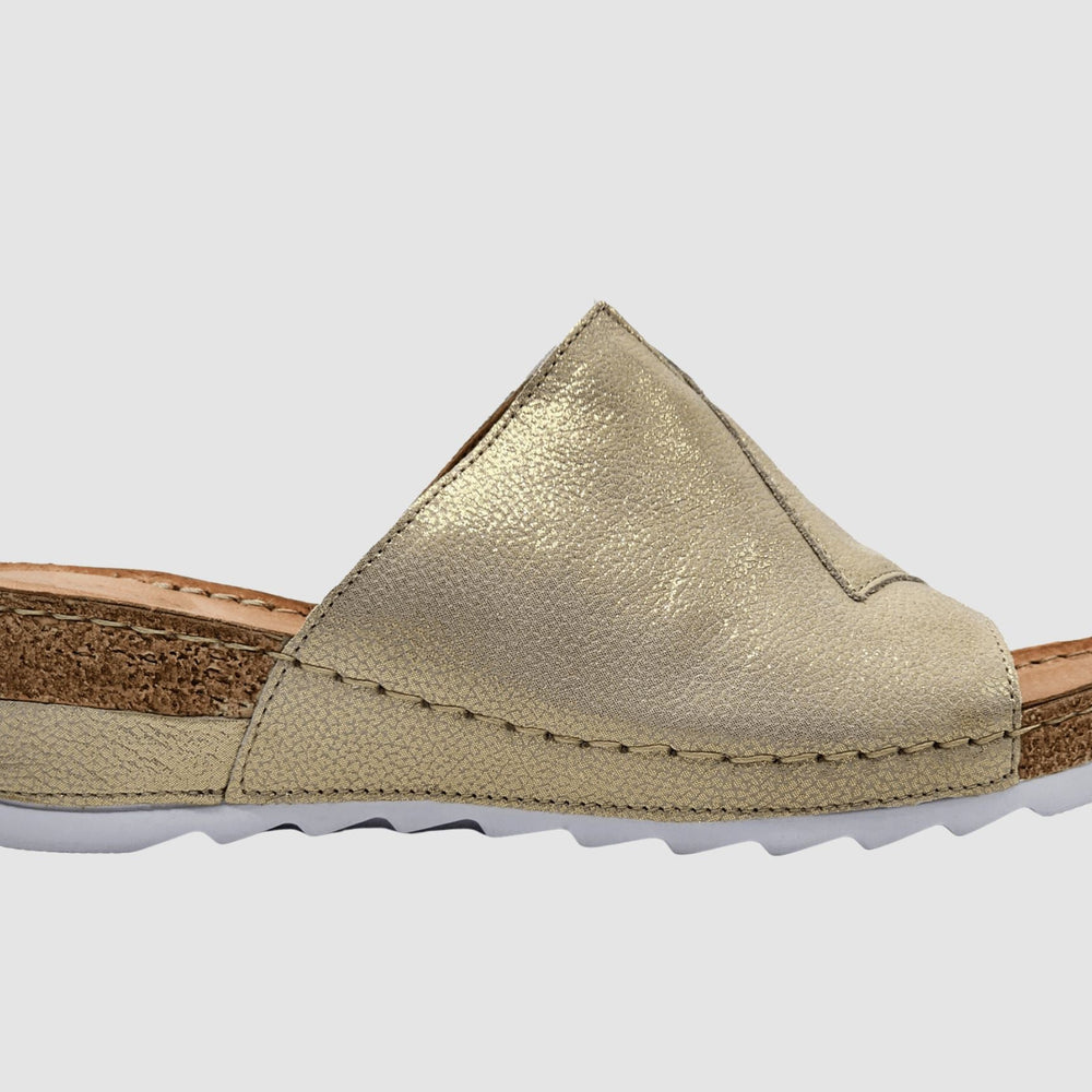 Women's Solea Leather Sandals - Gold - Euro Shoe House