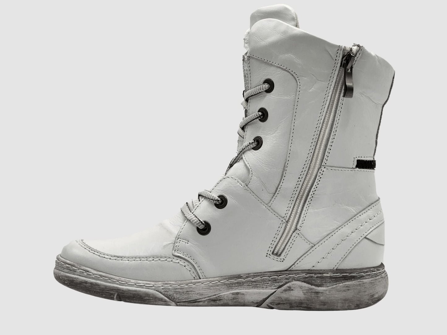 Women's Timeless Leather Boots - White - Euro Shoe House