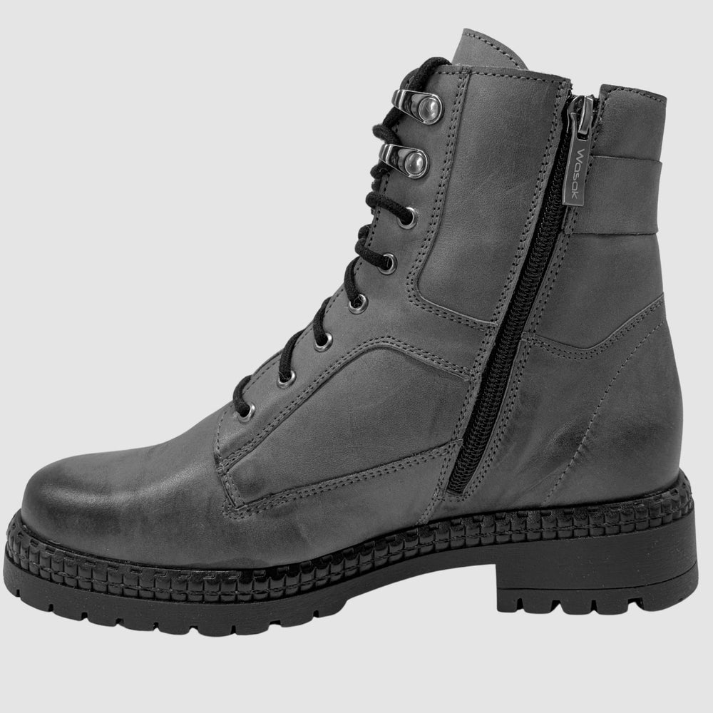 Women's Vale Leather Boots - Grey - Euro Shoe House