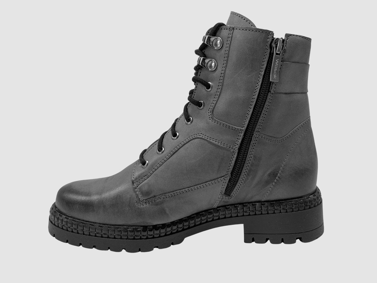 Women's Vale Leather Boots - Grey - Euro Shoe House