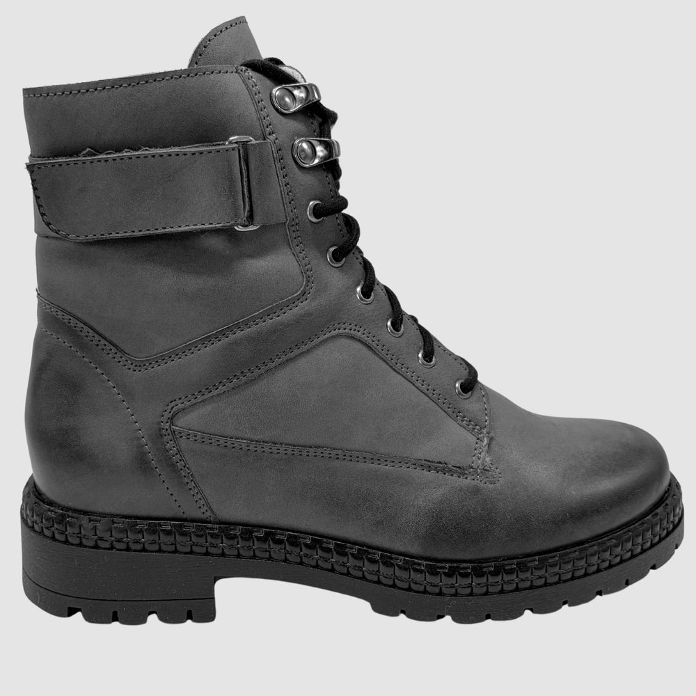 Women's Vale Leather Boots - Grey - Euro Shoe House