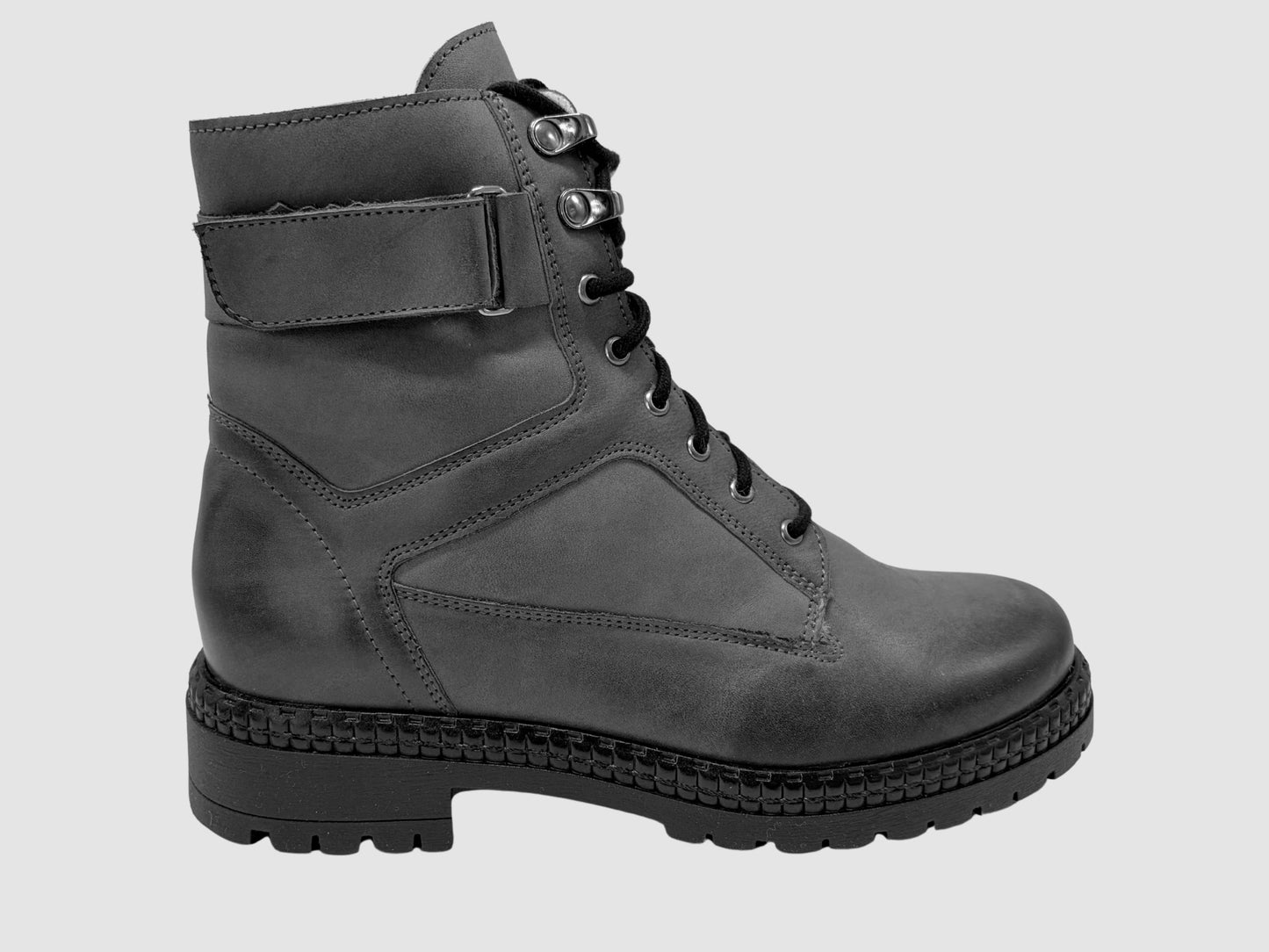 Women's Vale Leather Boots - Grey - Euro Shoe House