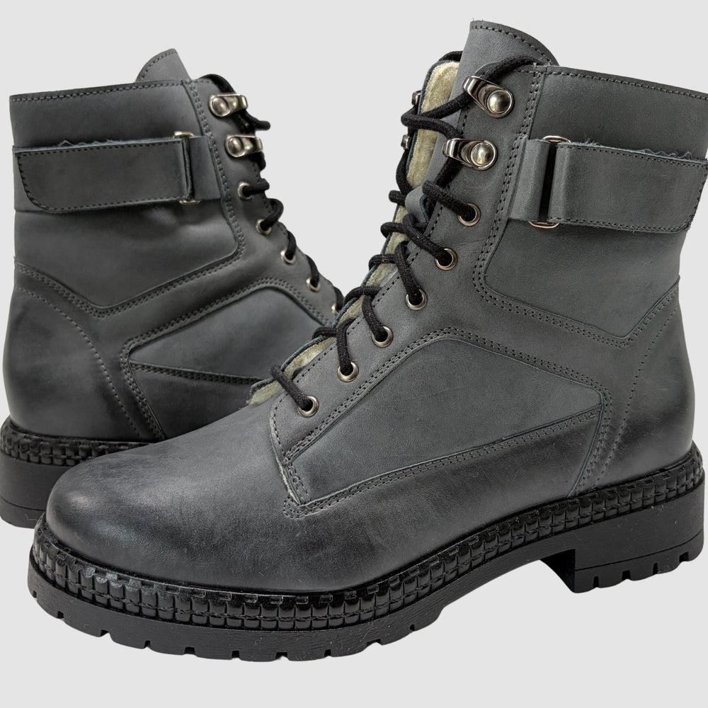 
                  
                    Women's Vale Leather Boots - Grey - Euro Shoe House
                  
                