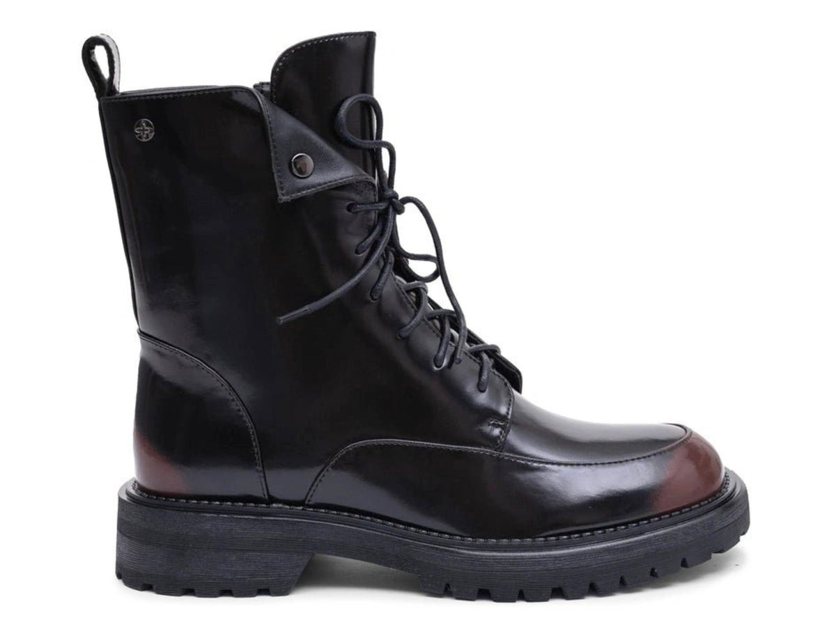 Women's Valeria Leather Boots - Black/Red - Euro Shoe House