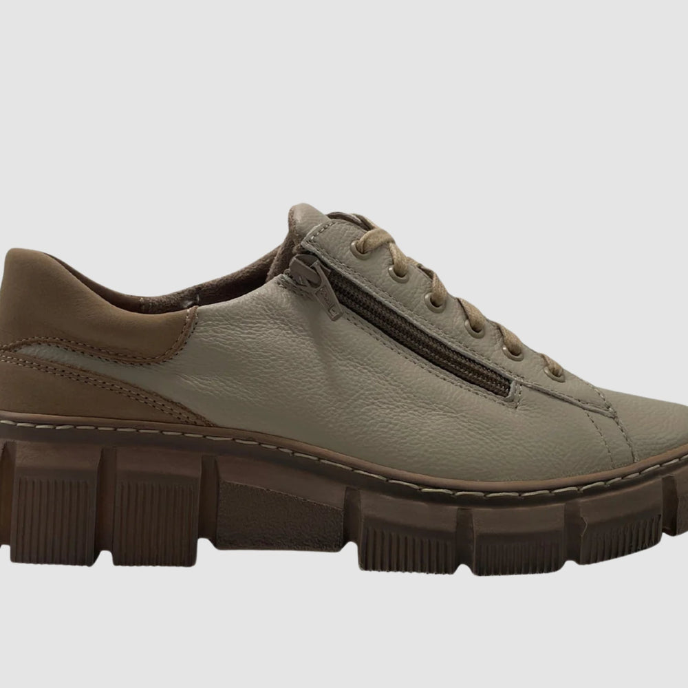 Women's Vanda Leather Sneaker - Beige - Euro Shoe House