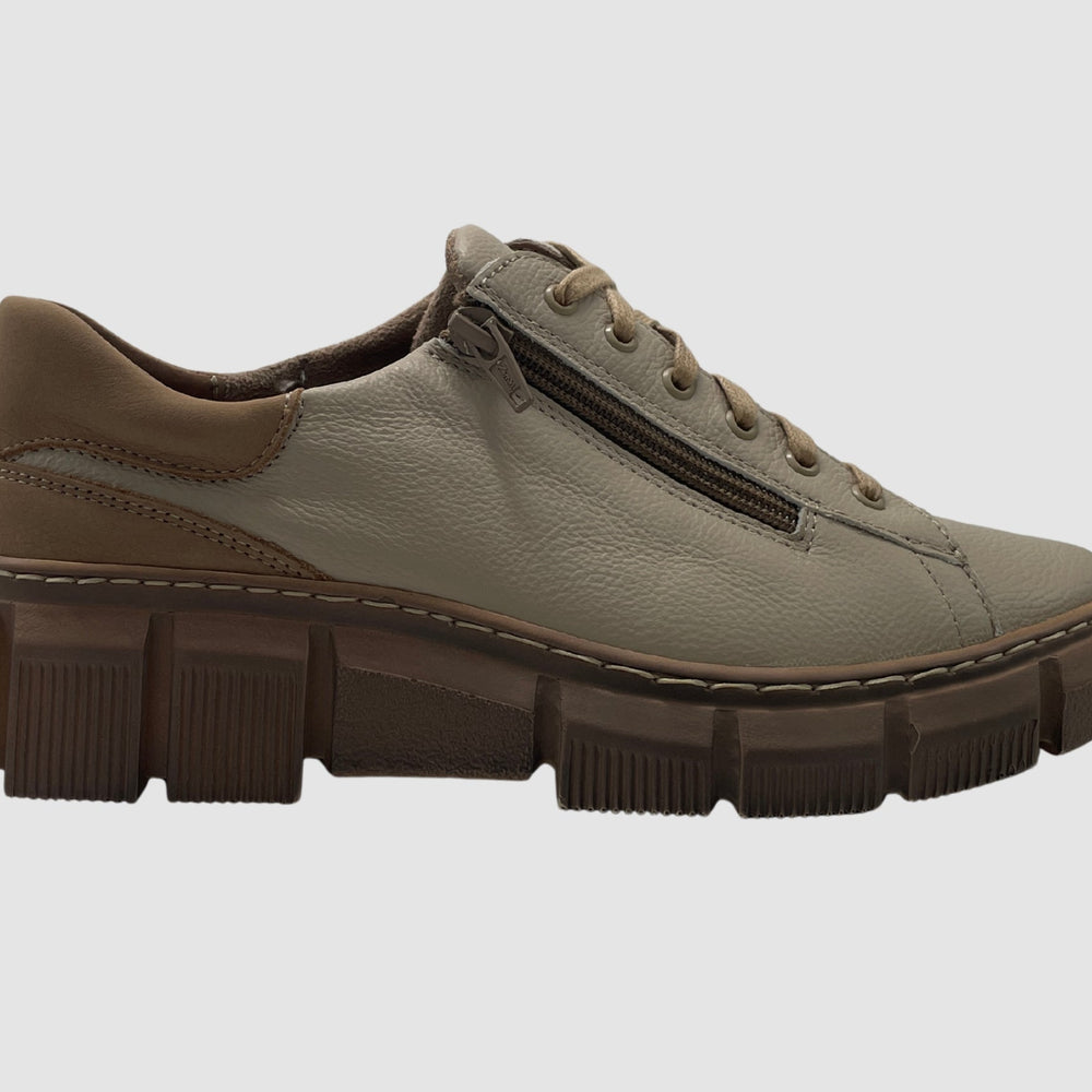 Women's Vanda Leather Sneaker - Beige - Euro Shoe House