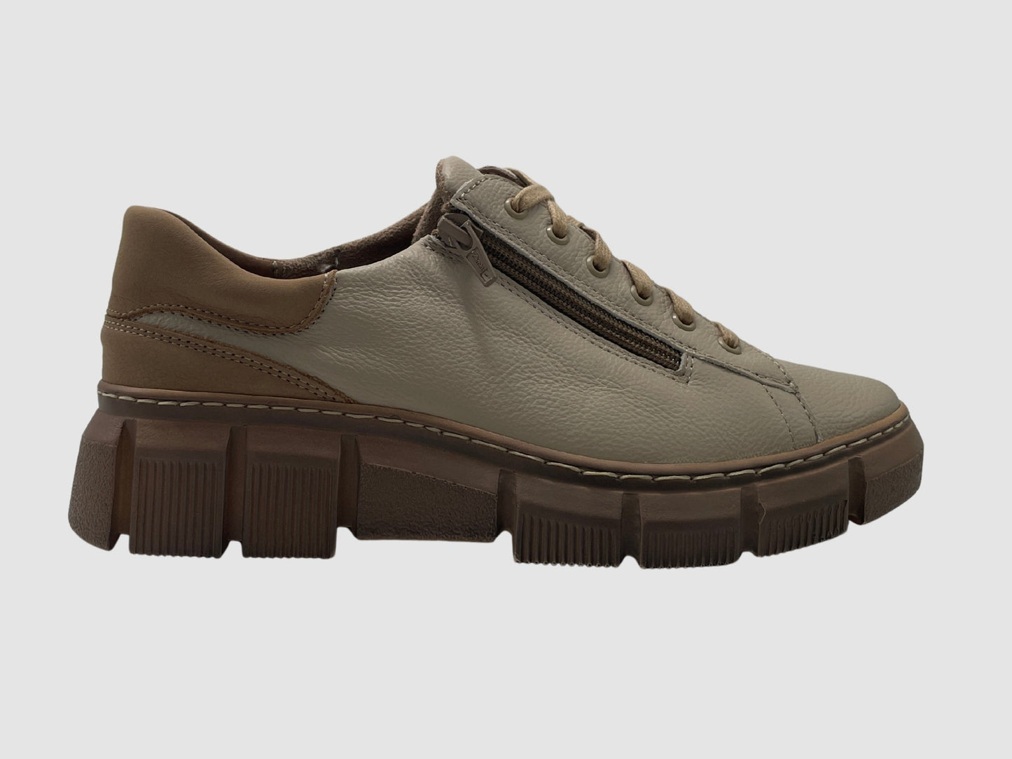 Women's Vanda Leather Sneaker - Beige - Euro Shoe House