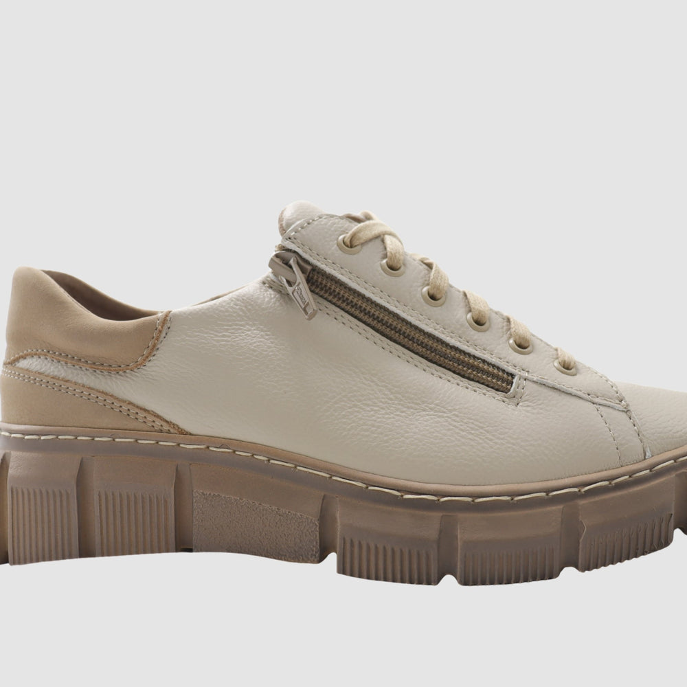 Women's Vanda Leather Sneaker - Beige - Euro Shoe House