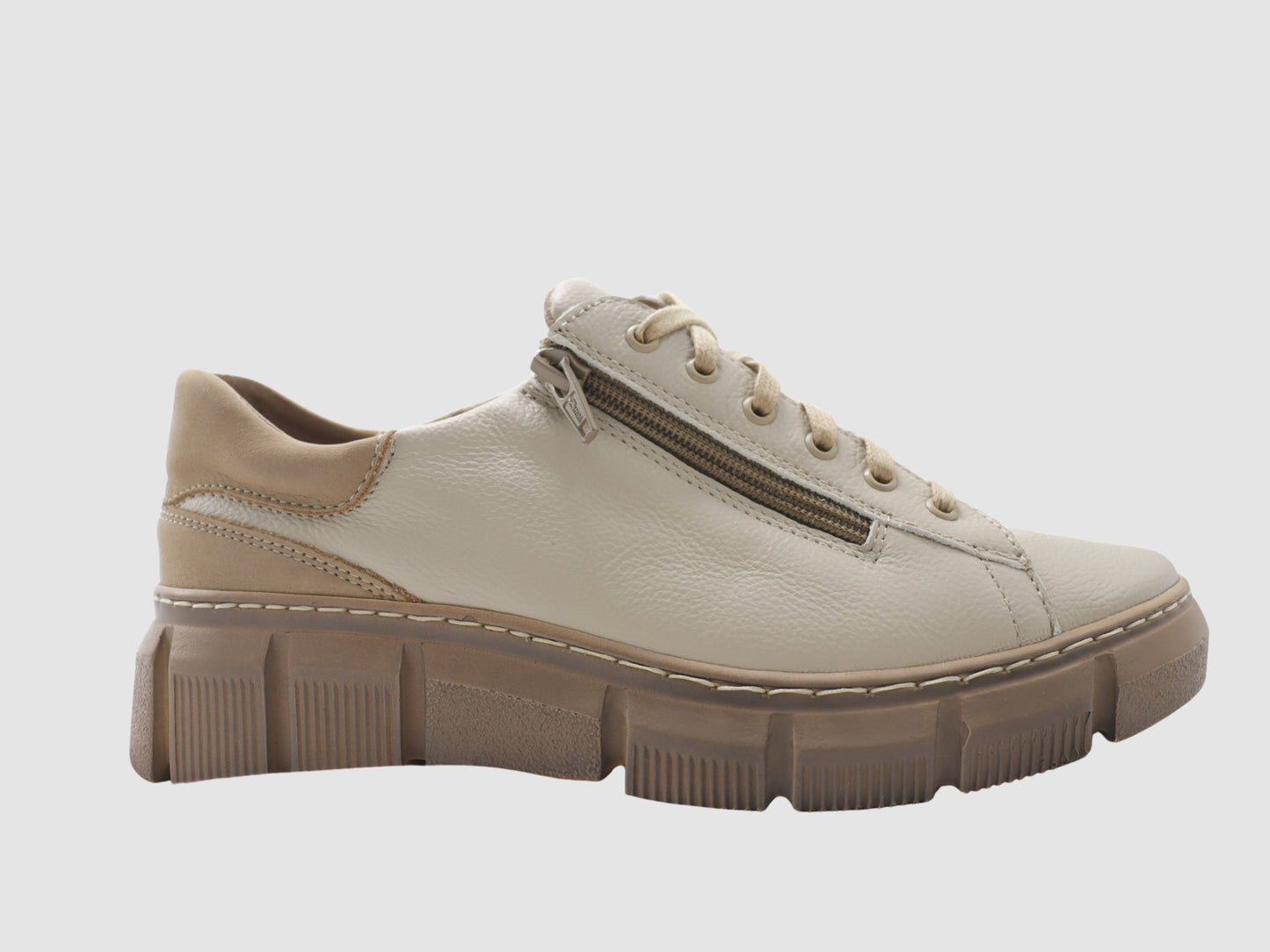 Women's Vanda Leather Sneaker - Beige - Euro Shoe House
